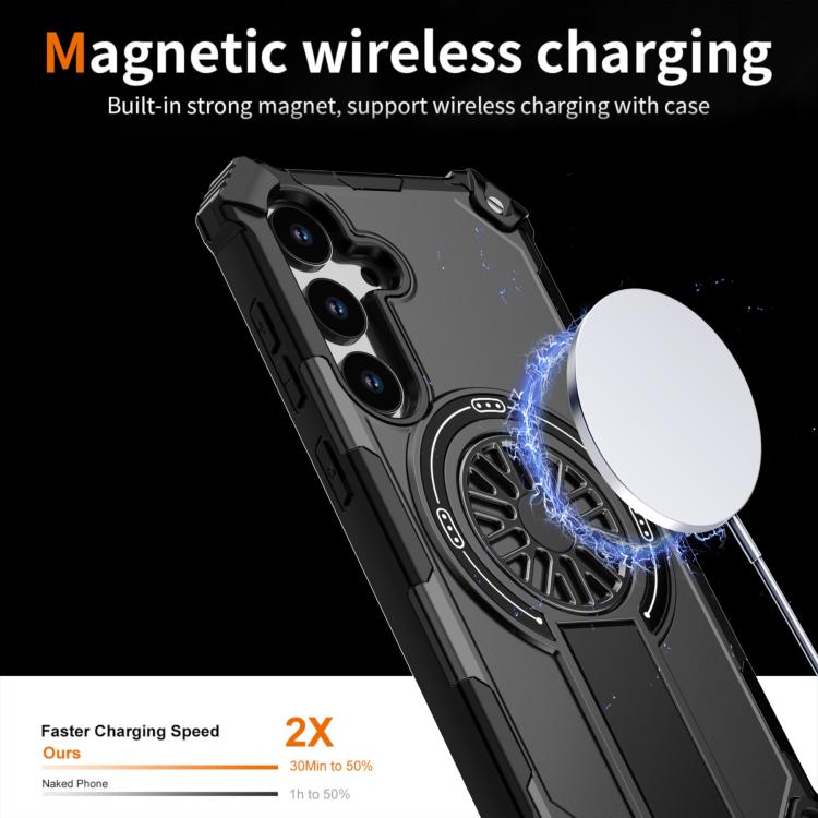 Funda MagSafe para Samsung Galaxy S24 5G con soporte metálico y protección contra golpes (negro)