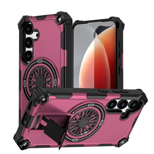 Funda MagSafe para Samsung Galaxy S24 5G con soporte metálico, a prueba de golpes y eje (morado)