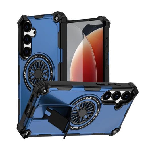 Funda MagSafe para Samsung Galaxy S24+ 5G, a prueba de golpes, con soporte metálico y eje (azul)