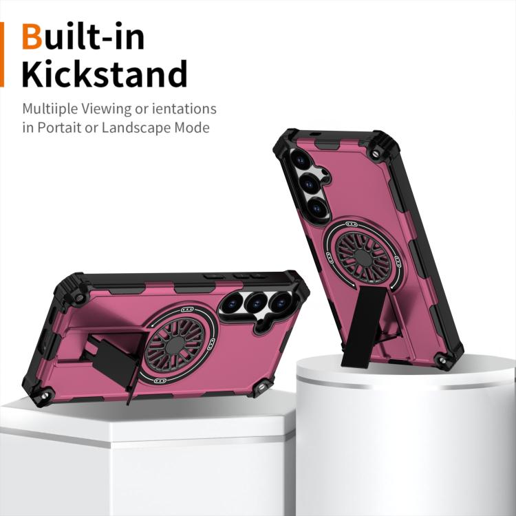 Funda MagSafe para Samsung Galaxy S24+ 5G con soporte metálico, a prueba de golpes y eje (morado)