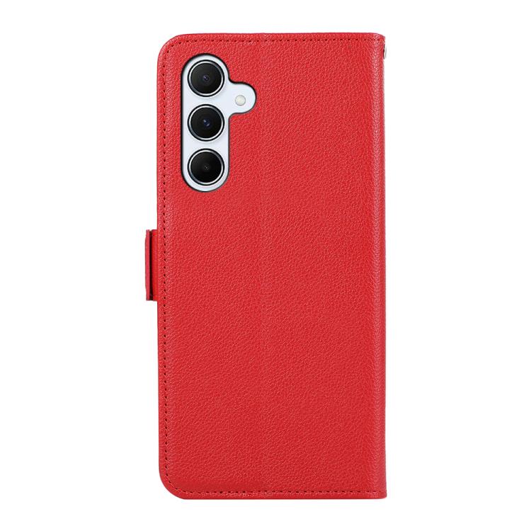 Funda de cuero con patrón de lichi y cierre magnético lateral para Samsung Galaxy A17 5G (roja)