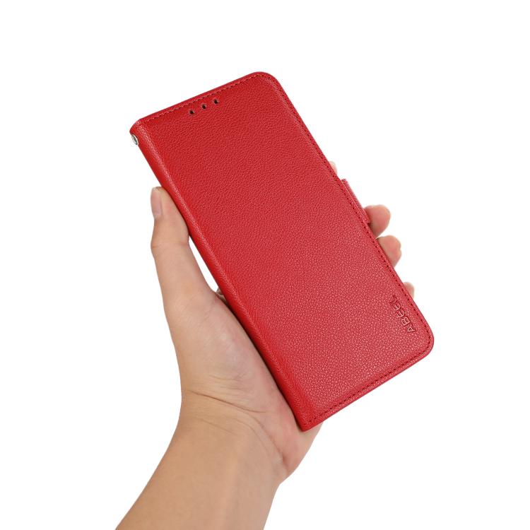 Funda de cuero con patrón de lichi y cierre magnético lateral para Samsung Galaxy A17 5G (roja)