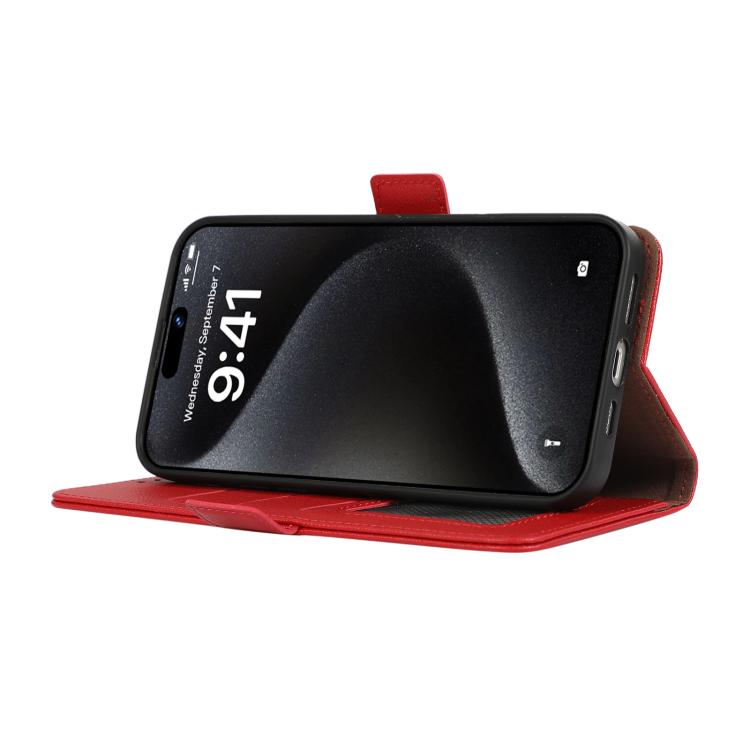 Funda de cuero con patrón de lichi y cierre magnético lateral para Samsung Galaxy A17 5G (roja)
