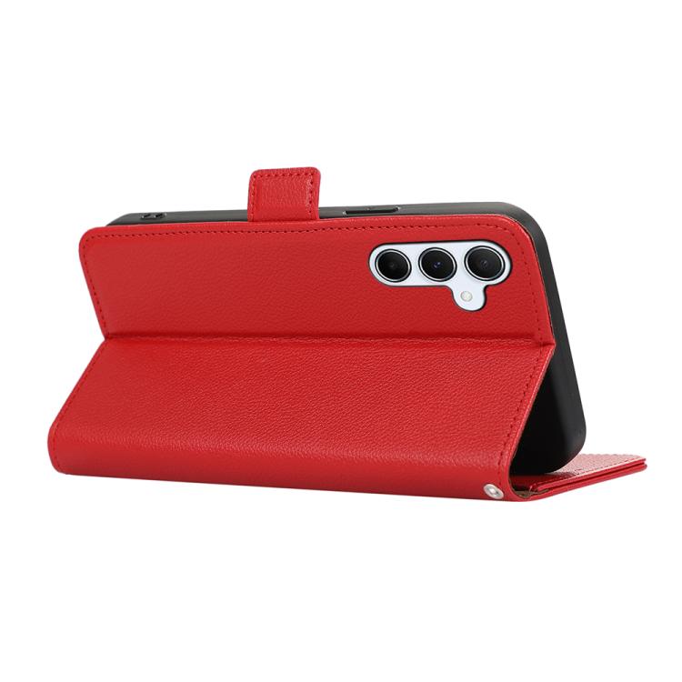 Funda de cuero con patrón de lichi y cierre magnético lateral para Samsung Galaxy A17 5G (roja)