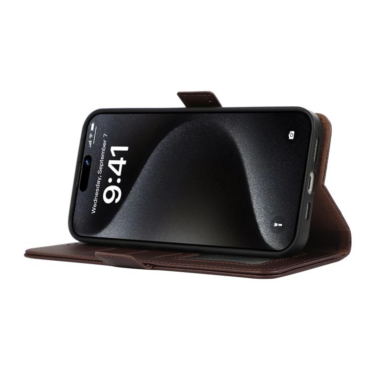 Funda de cuero con patrón de lichi y cierre magnético lateral para Samsung Galaxy A17 5G (marrón)