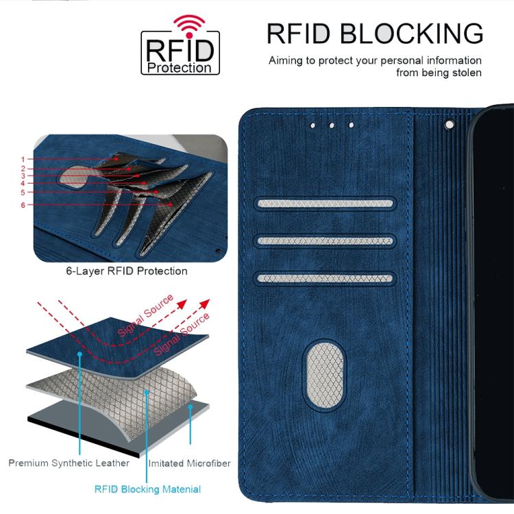 Funda de cuero con costuras de color y bloqueo RFID para Samsung Galaxy F06 5G (azul)