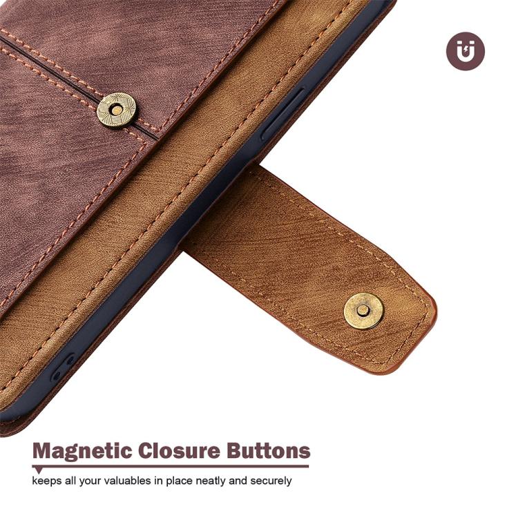 Funda de cuero con costuras de color y bloqueo RFID para Samsung Galaxy Xcover 7 5G (marrón)