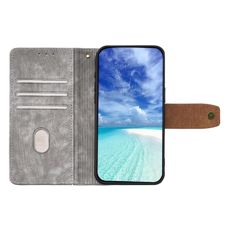 Funda de cuero con costuras de color y bloqueo RFID para Samsung Galaxy Xcover 7 5G (gris)