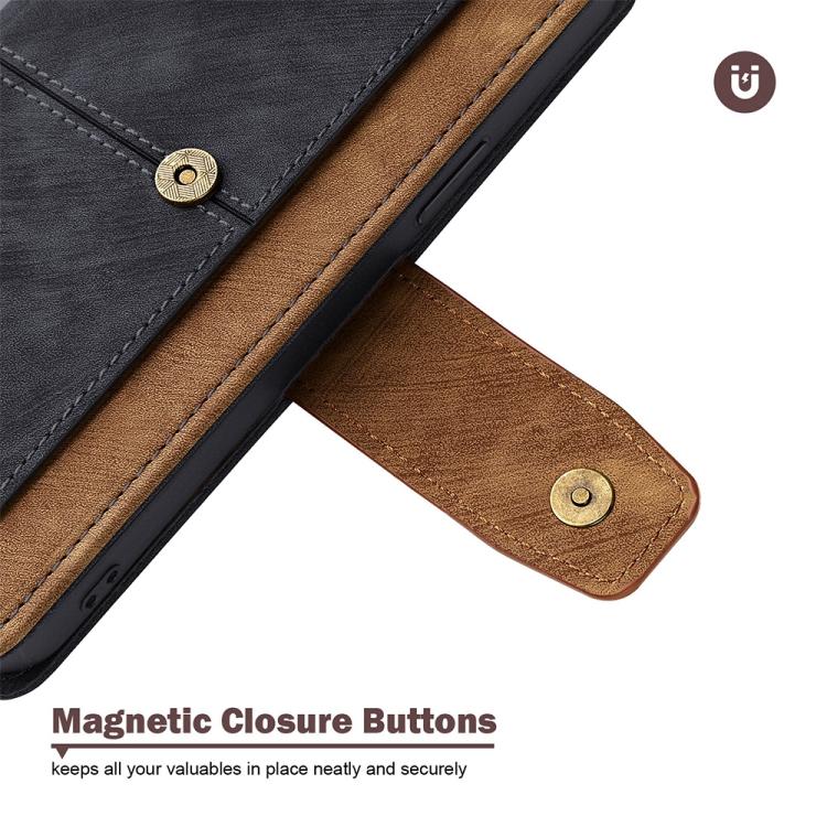 Funda de cuero con costuras de color y bloqueo RFID para Samsung Galaxy S25 Ultra 5G (negra)