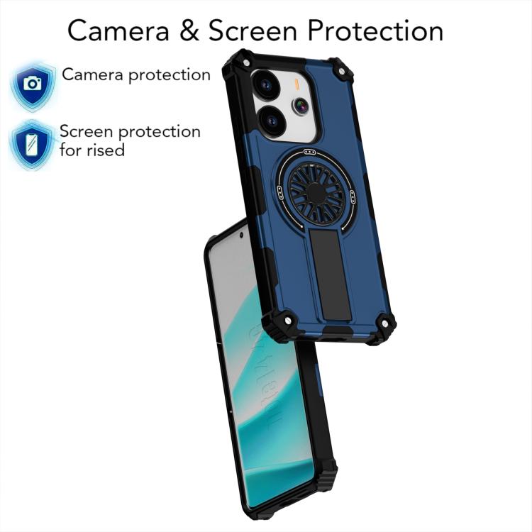 Funda MagSafe para Redmi Note 14 4G de 163,25 mm con soporte metálico y eje a prueba de golpes (azul)