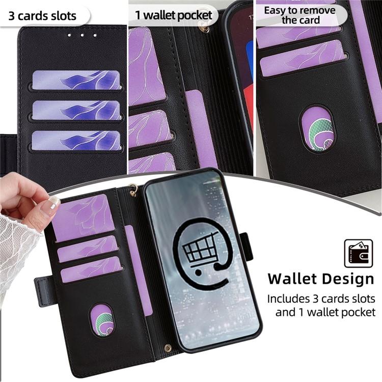Funda de cuero con cadena cruzada para Redmi Note 14S 4G (negra)