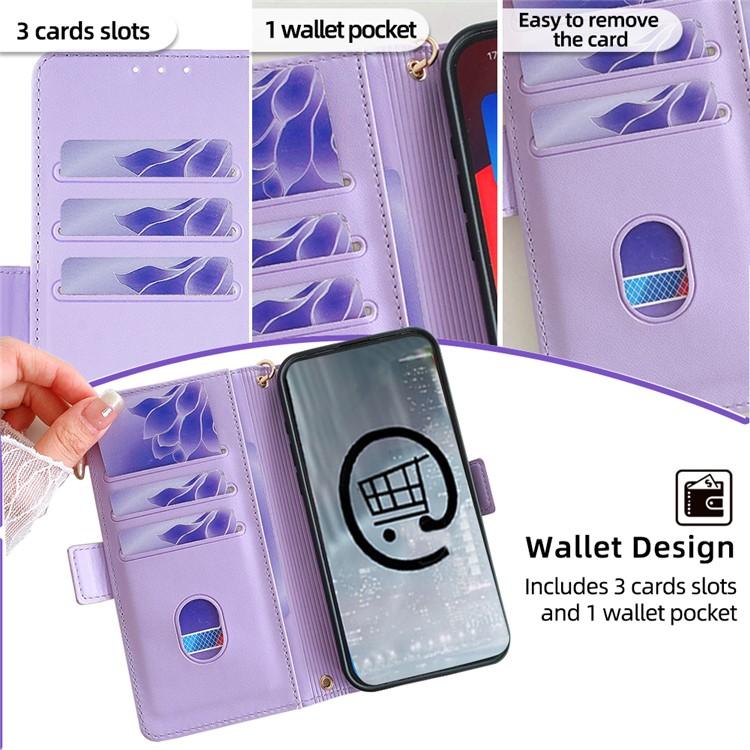 Funda de cuero con cadena cruzada para Redmi Note 14S 4G (morado)