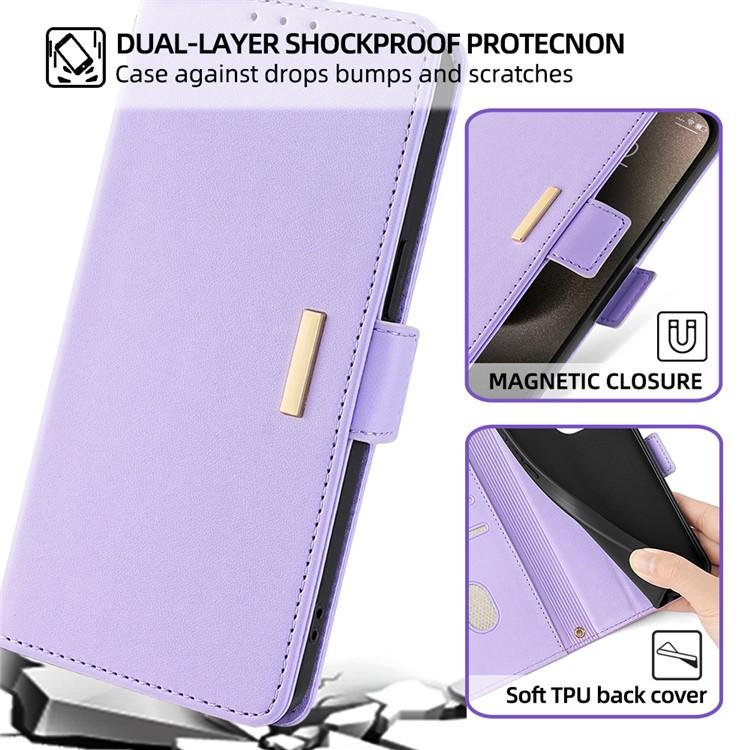 Funda de cuero con cadena cruzada para Redmi Note 14S 4G (morado)