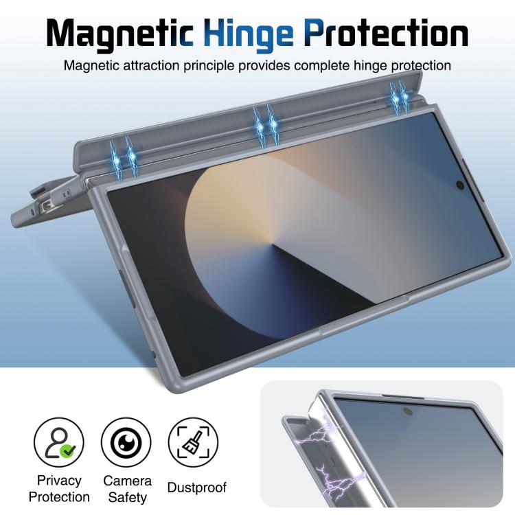 Funda para Samsung Galaxy Z Fold7 con marco de lente integrado y correa para la muñeca (gris)