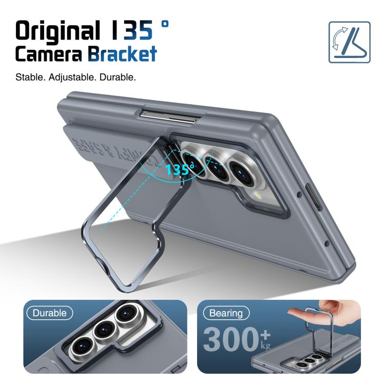Funda para Samsung Galaxy Z Fold7 con marco de lente integrado y correa para la muñeca (gris)