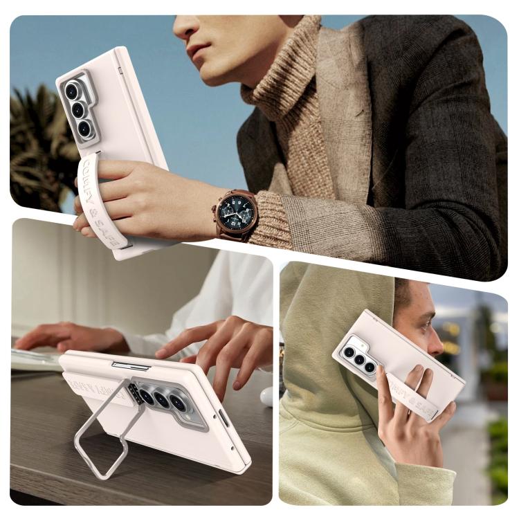 Funda para teléfono con soporte para lente integrada y correa para Samsung Galaxy Z Fold7 (albaricoque)