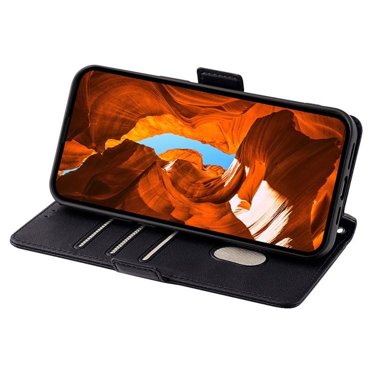 Funda de cuero con cadena cruzada para Samsung Galaxy S25 5G (negra)