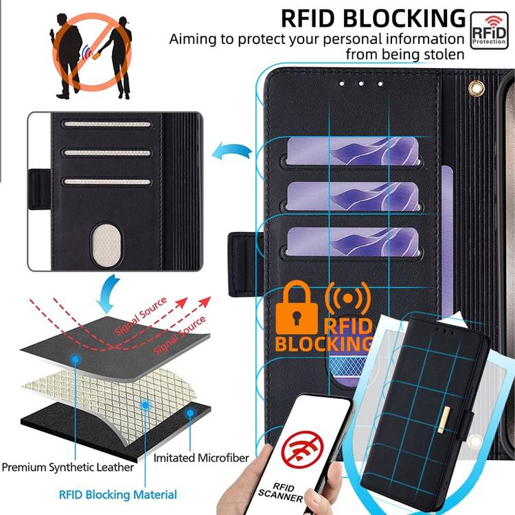 Funda de cuero con cadena cruzada para Samsung Galaxy S25 5G (negra)
