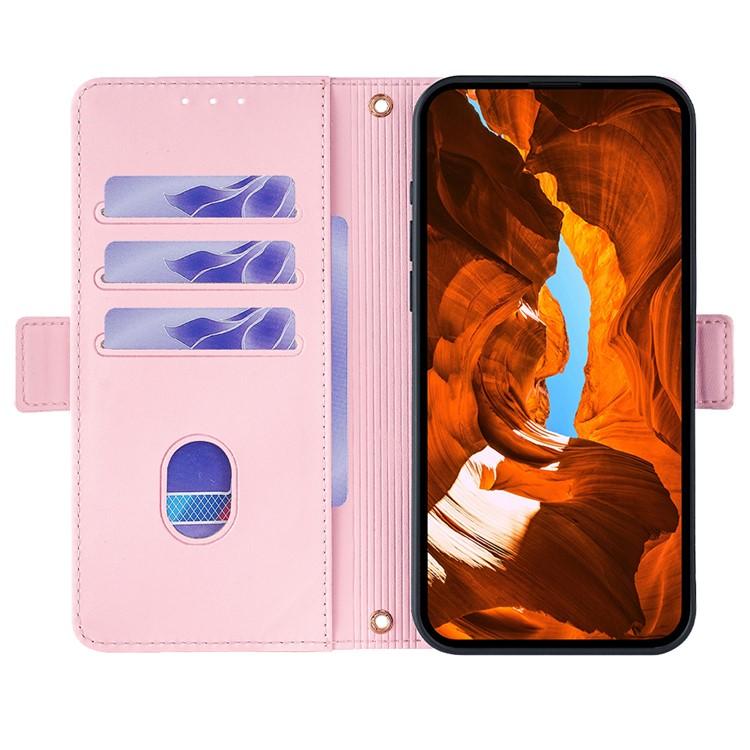 Funda de cuero con cadena cruzada para Samsung Galaxy S25 5G (rosa)