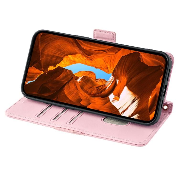 Funda de cuero con cadena cruzada para Samsung Galaxy S25 5G (rosa)