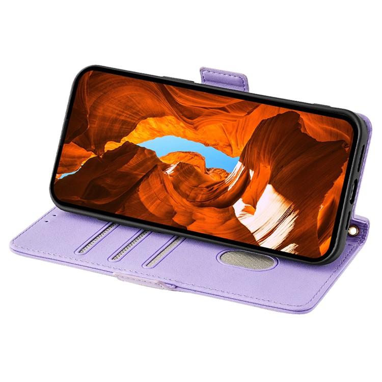 Funda de cuero con cadena cruzada para Samsung Galaxy S25 5G (morado)