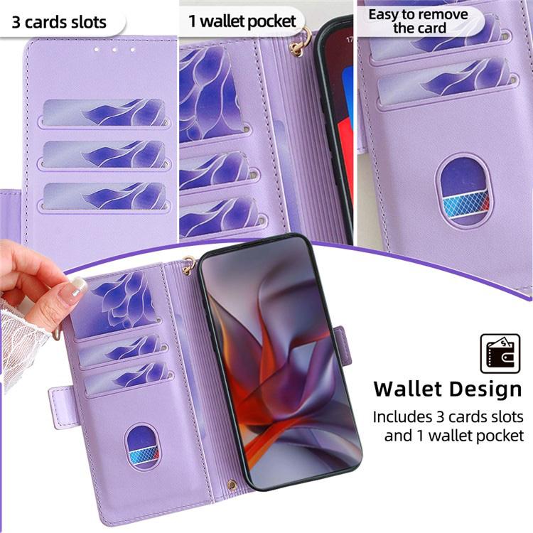 Funda de cuero con cadena cruzada para Samsung Galaxy S25 5G (morado)