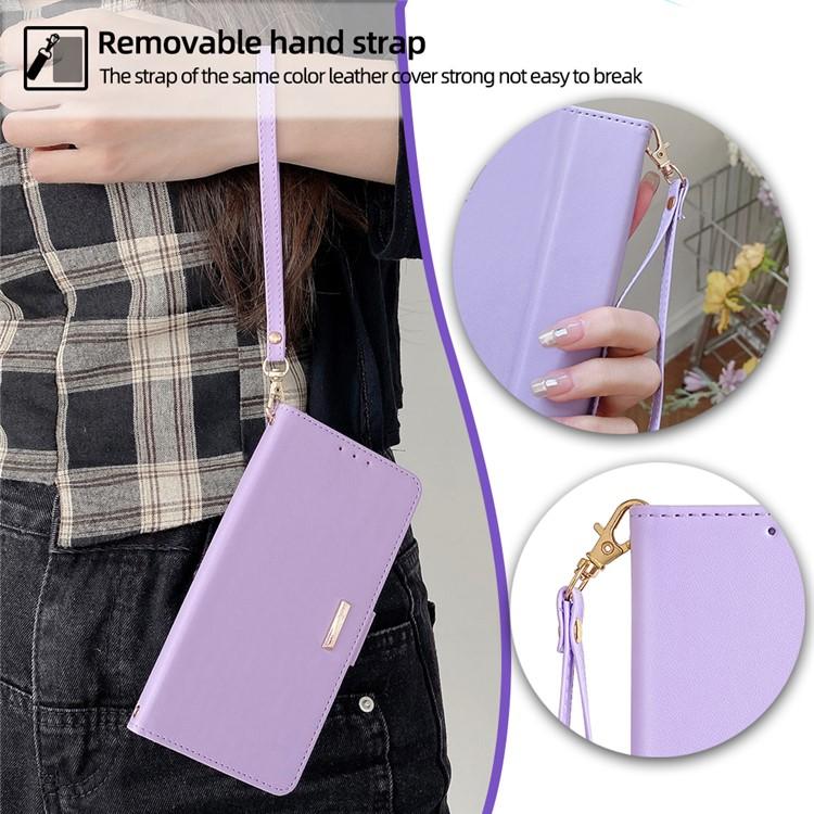 Funda de cuero con cadena cruzada para Samsung Galaxy S25 5G (morado)