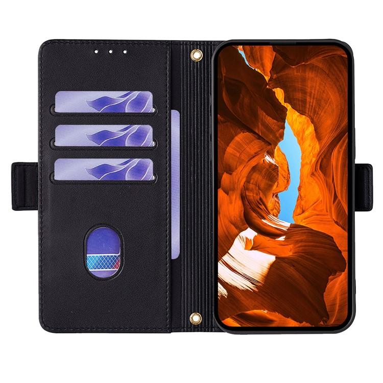 Funda de cuero con cadena cruzada para Samsung Galaxy S25+ 5G (negra)