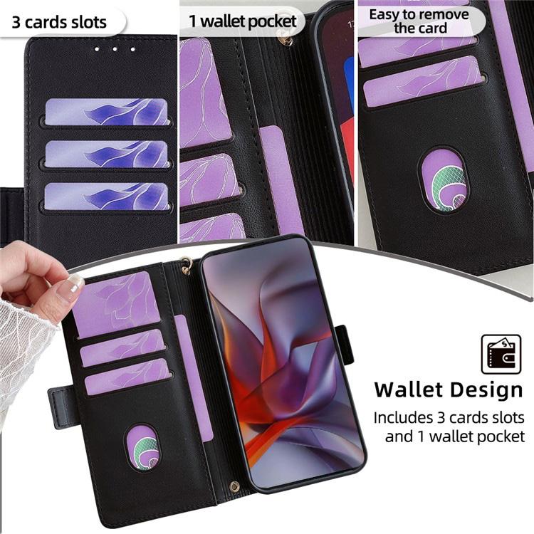 Funda de cuero con cadena cruzada para Samsung Galaxy S25+ 5G (negra)