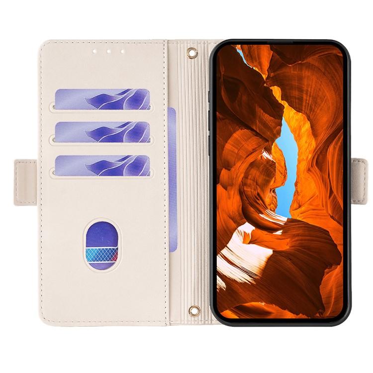 Funda de cuero con cadena cruzada para Samsung Galaxy S25+ 5G (blanca)