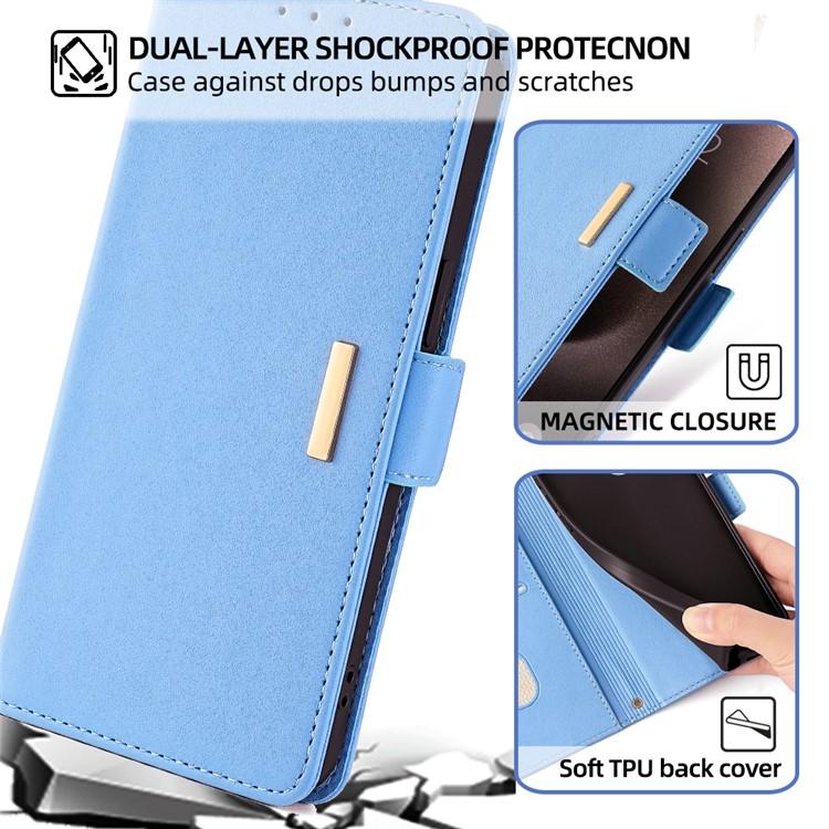 Funda de cuero con cadena cruzada para Samsung Galaxy S25 Ultra 5G (azul)