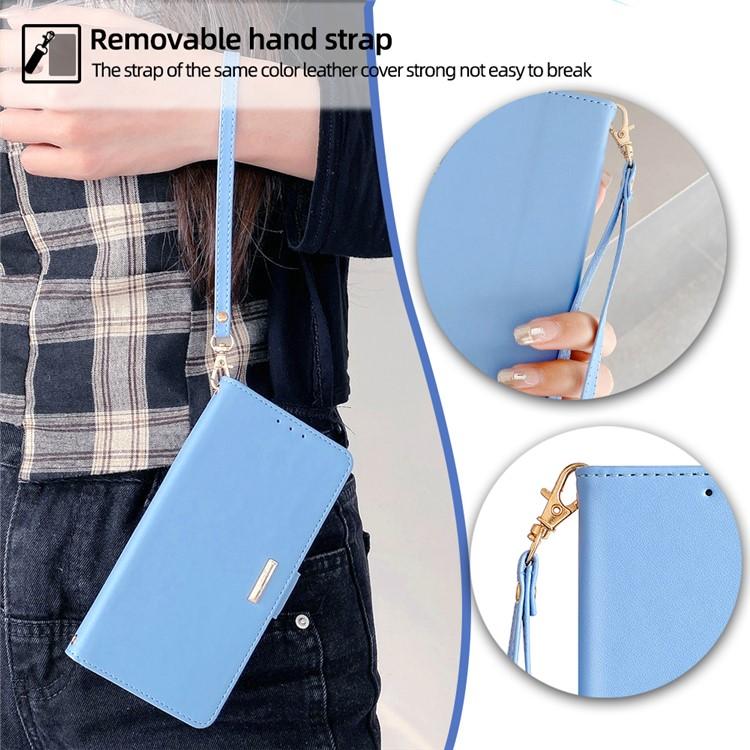 Funda de cuero con cadena cruzada para Samsung Galaxy S25 Ultra 5G (azul)