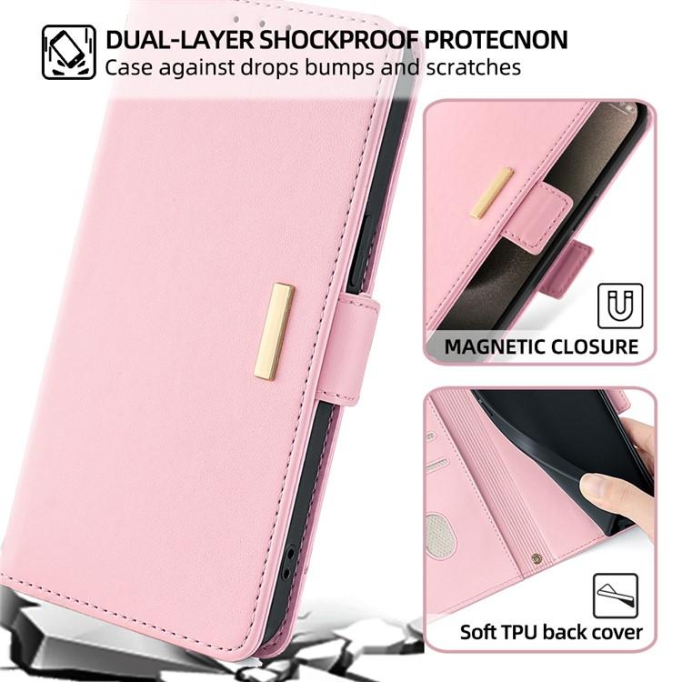 Funda de cuero con cadena cruzada para Samsung Galaxy S25 Ultra 5G (rosa)
