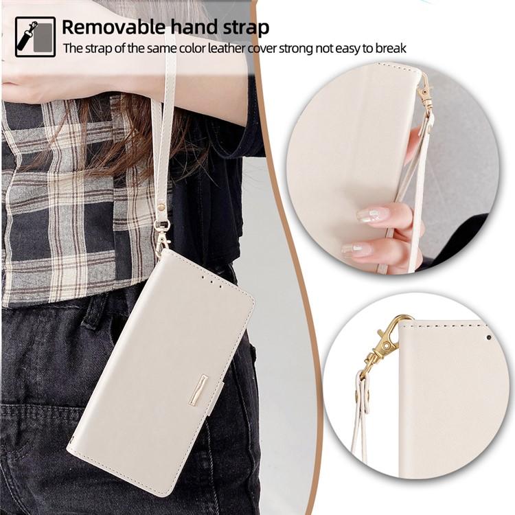 Funda de cuero con cadena cruzada para Samsung Galaxy S25 Ultra 5G (blanca)