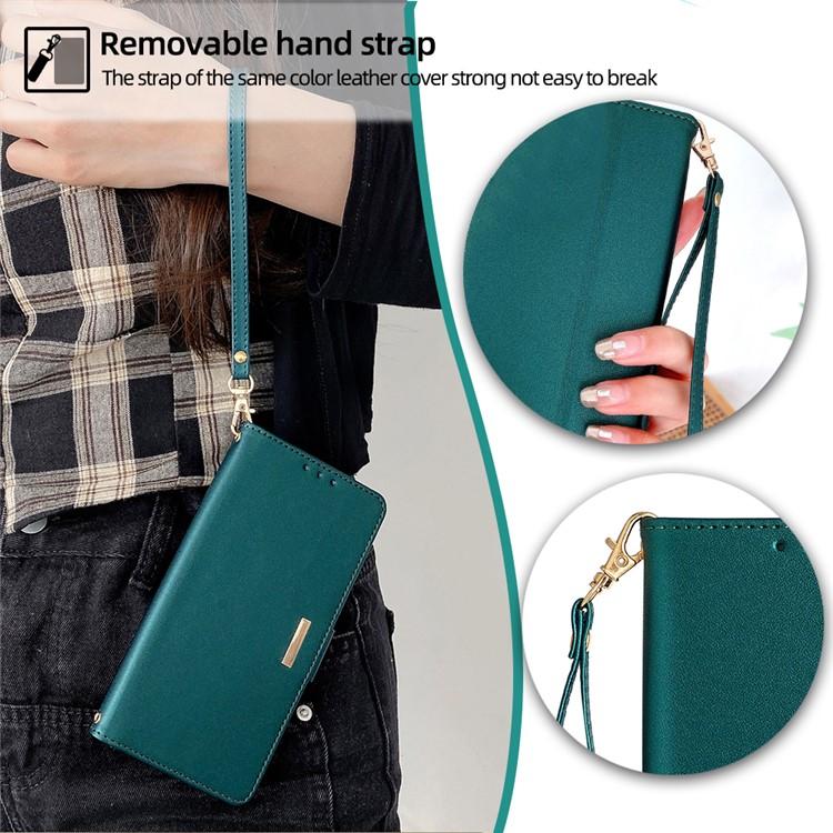 Funda de cuero con cadena cruzada para Samsung Galaxy F06 5G (verde)