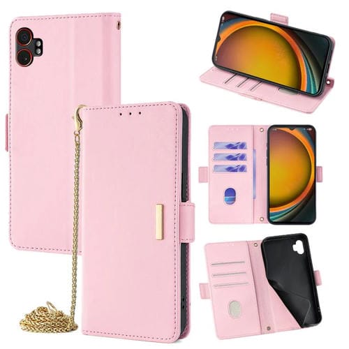 Funda de cuero con cadena cruzada para Samsung Galaxy Xcover 7 Pro 5G (rosa)