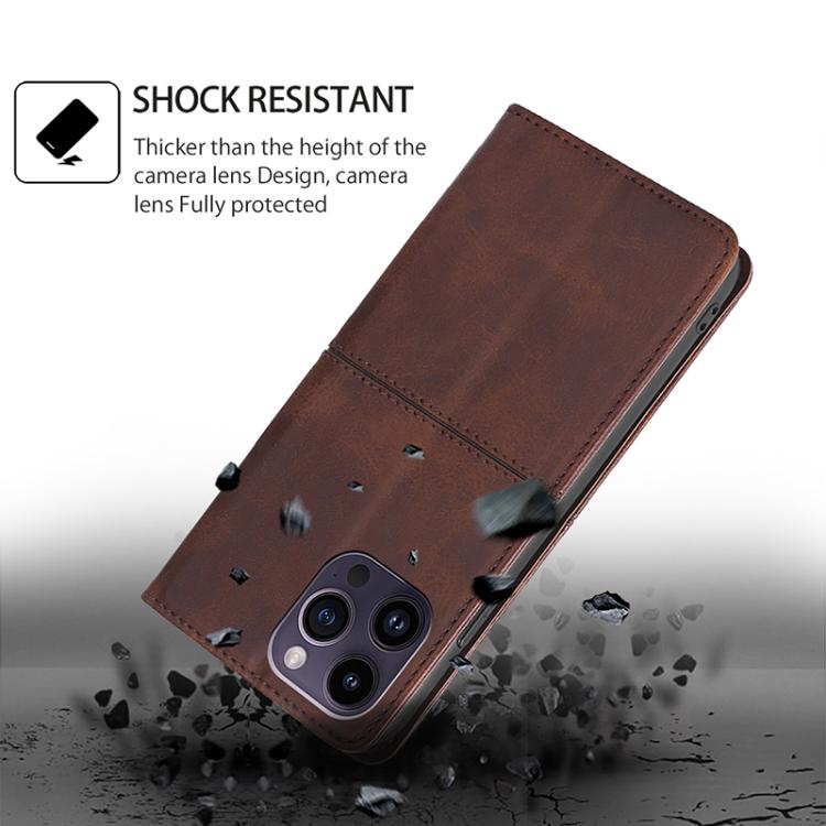 Funda magnética de cuero con textura de vaca para Samsung Galaxy S25+ 5G (marrón oscuro)