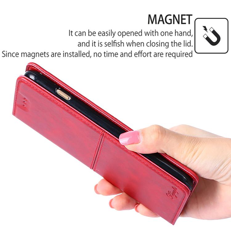 Funda magnética de cuero con textura de vaca para Samsung Galaxy S25+ 5G (roja)