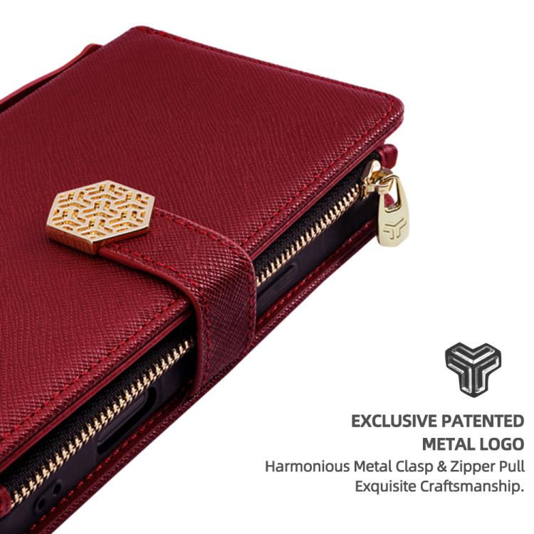 Funda de cuero con textura cruzada y asa cruzada para Samsung Galaxy F06 5G (roja)