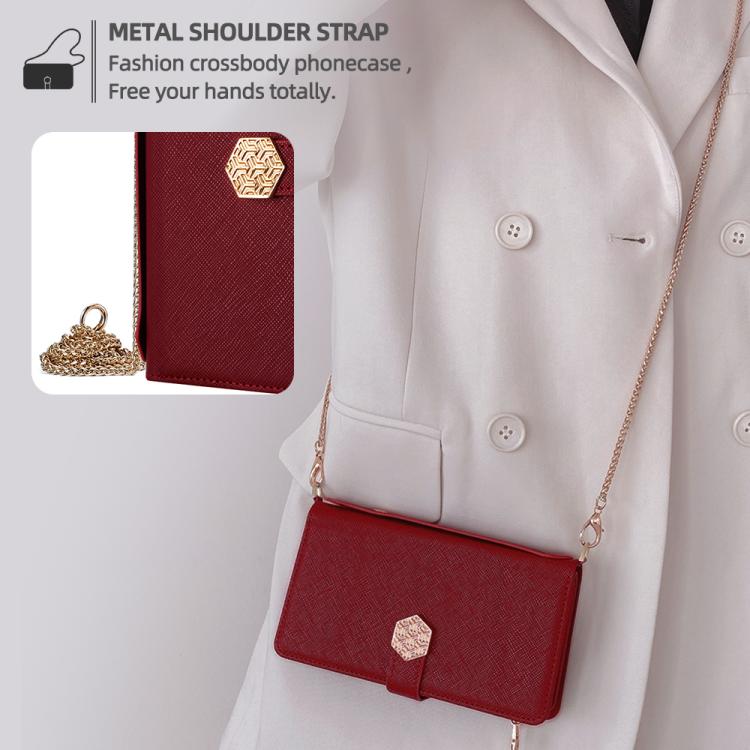 Funda de cuero con textura cruzada y asa cruzada para Samsung Galaxy F06 5G (roja)
