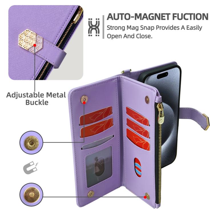 Funda de cuero con textura cruzada y asa cruzada para Samsung Galaxy Xcover 7 Pro 5G (morado)