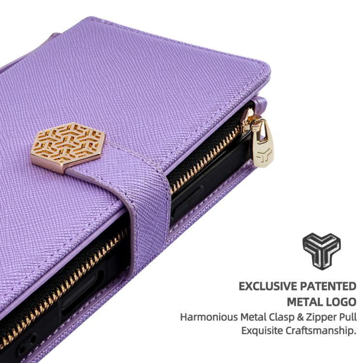 Funda de cuero con textura cruzada y asa cruzada para Samsung Galaxy Xcover 7 Pro 5G (morado)