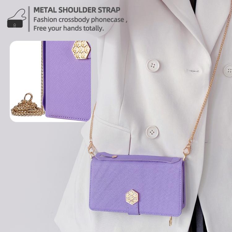Funda de cuero con textura cruzada y asa cruzada para Samsung Galaxy Xcover 7 Pro 5G (morado)