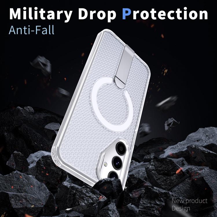 Funda con soporte MagSafe y refrigeración Honeycomb para Samsung Galaxy A25 5G (transparente esmerilado)