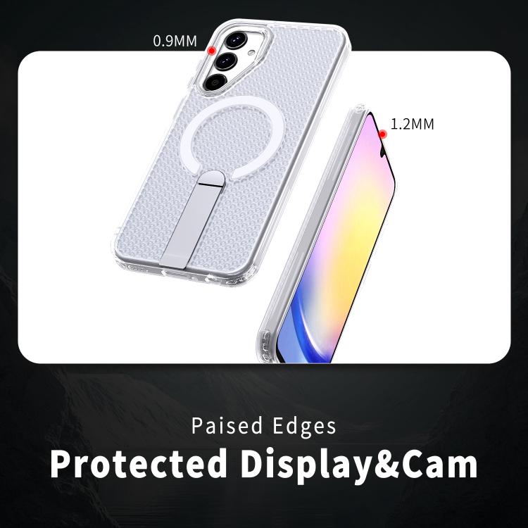 Funda con soporte MagSafe y refrigeración Honeycomb para Samsung Galaxy A25 5G (transparente esmerilado)