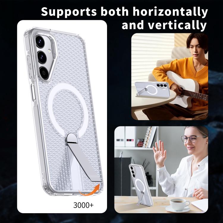 Funda con soporte MagSafe y refrigeración Honeycomb para Samsung Galaxy A25 5G (transparente esmerilado)