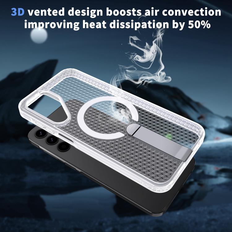 Funda con soporte MagSafe y refrigeración Honeycomb para Samsung Galaxy A25 5G (transparente esmerilado)