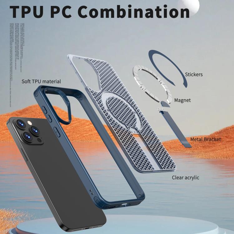 Funda con soporte MagSafe y refrigeración Honeycomb para Samsung Galaxy A26 5G (azul)
