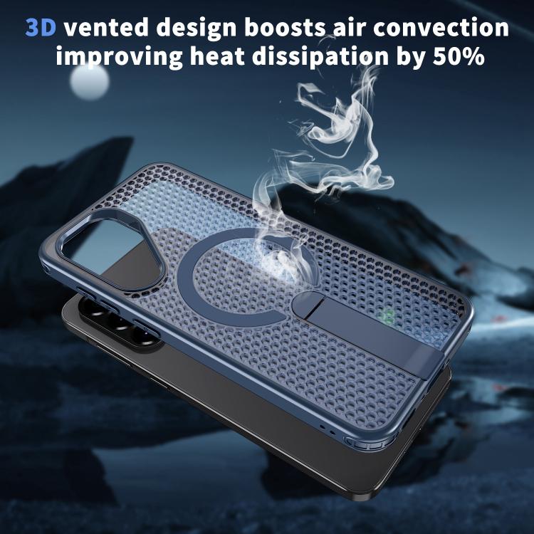 Funda con soporte MagSafe y refrigeración Honeycomb para Samsung Galaxy A26 5G (azul)