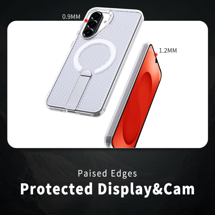 Funda con soporte MagSafe y refrigeración Honeycomb para Samsung Galaxy A26 5G (transparente esmerilado)